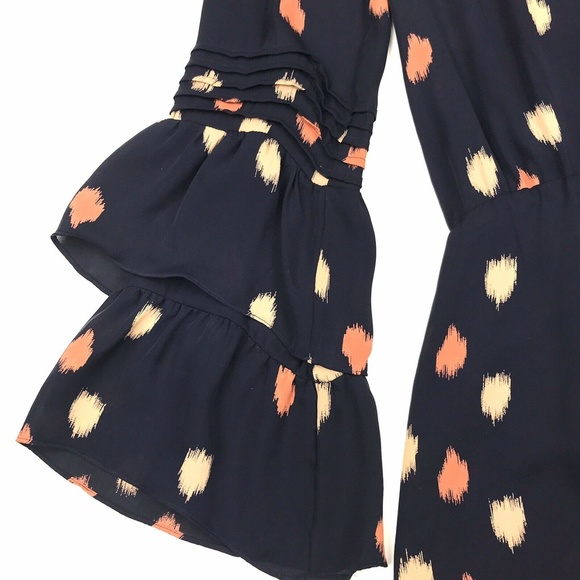 Parker Bell Sleeve Silk Mini Dress Sz XS - Picture 5 of 7